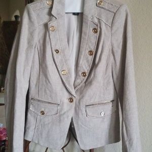 White House Black Market Beige Blazer with Gold Buttons